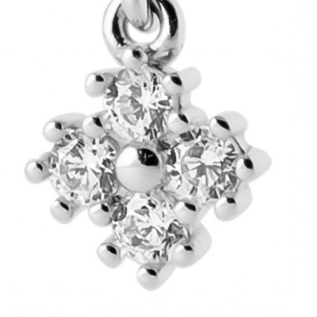 Mini-créoles pampilles Bianca en argent rhodié et zirconium 
