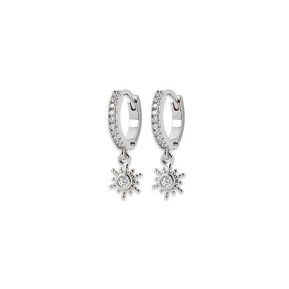 Mini-créoles pampilles soleil en argent rhodié et zirconium  - Bijouterie La Petite Française