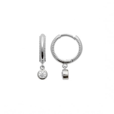 Mini-créoles pampilles Margaux en argent rhodié et zirconium  - Bijouterie La Petite Française