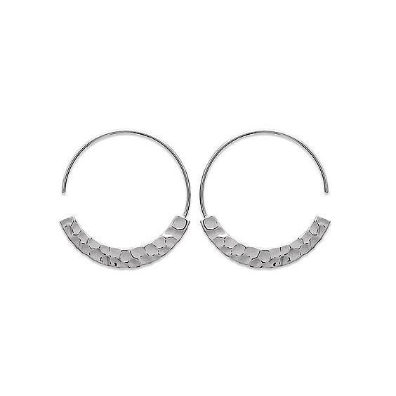 Créoles ouvertes martelées argent rhodié 