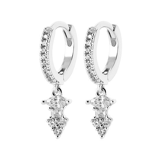 Mini-créoles pampilles Louanne en argent rhodié et zirconium  - Bijouterie La Petite Française