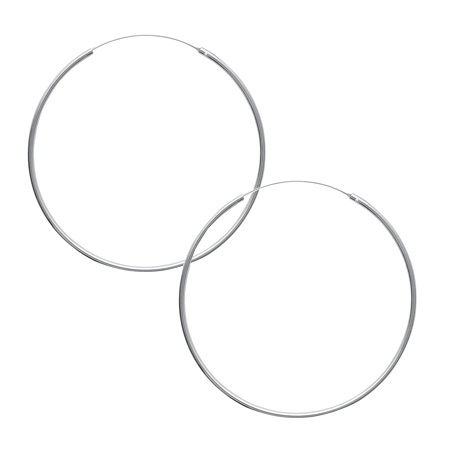 Créoles 2 mm argent rhodié- 80 mm  - Bijouterie La Petite Française