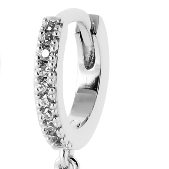 Mini-créoles pampilles Hannah en argent rhodié et zirconium 