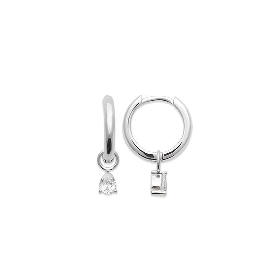 Mini-créoles pampilles Ava en argent rhodié et zirconium  - Bijouterie La Petite Française