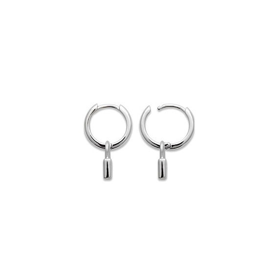 Mini-créoles pampilles cadenas en argent rhodié et zirconium  - Bijouterie La Petite Française
