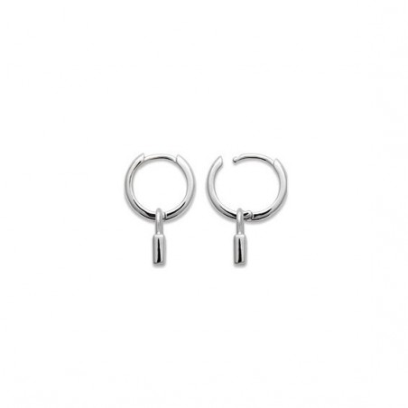 Mini-créoles pampilles cadenas en argent rhodié et zirconium  - Bijouterie La Petite Française