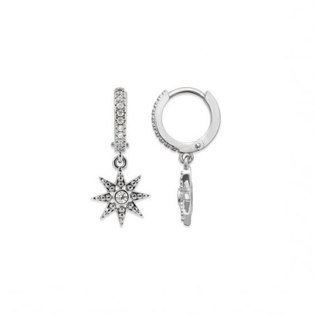 Mini-créoles pampilles étoile en argent rhodié et ziconiums 
