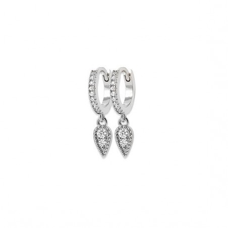 Mini-créoles pampilles Juliette en argent rhodié et zirconium 