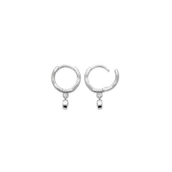 Mini-créoles pampilles Luna en argent rhodié et zirconium 