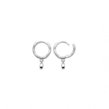 Mini-créoles pampilles Luna en argent rhodié et zirconium 