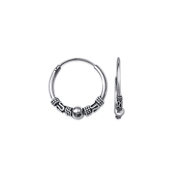 Créoles tribal argent boule - 18 mm 