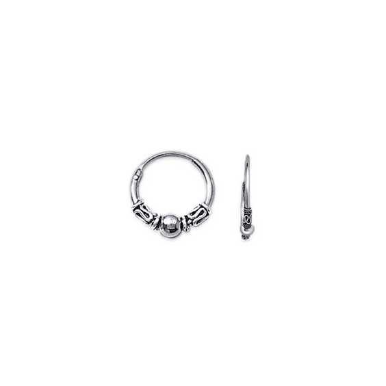 Créoles tribal argent boule - 12 mm 
