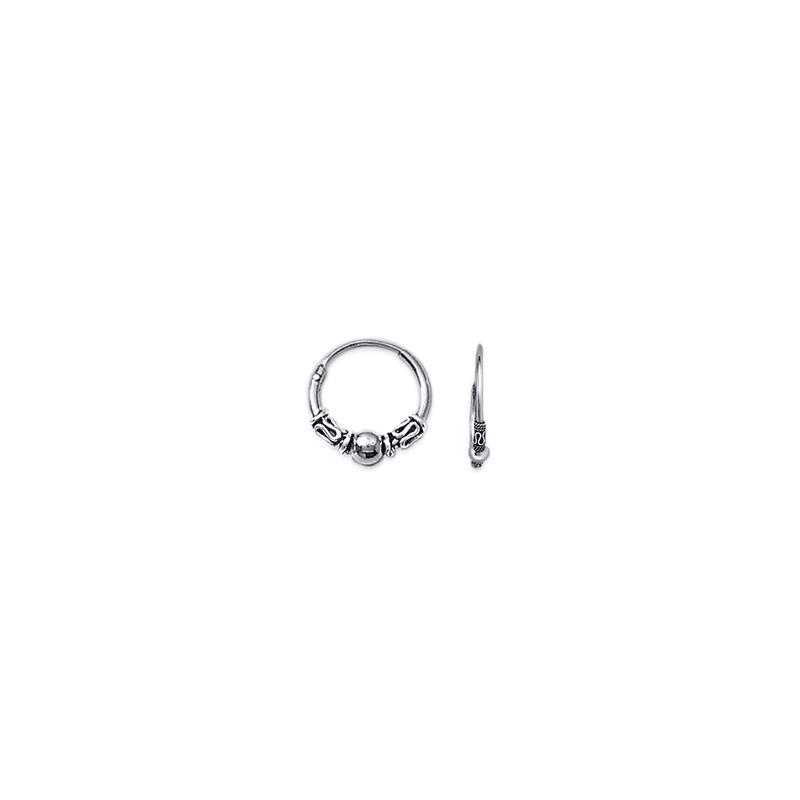 Créoles tribal argent boule - 12 mm 