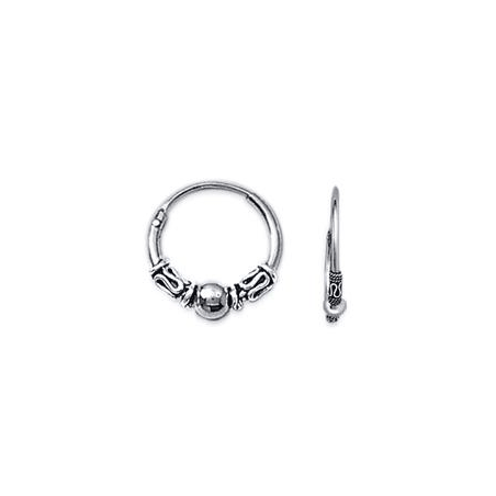 Créoles tribal argent boule - 12 mm 
