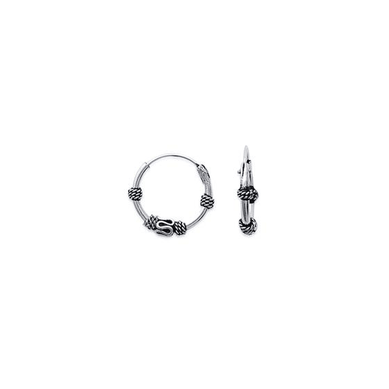 Créoles tribal ou Bali argent 4 cordages - 14 mm 