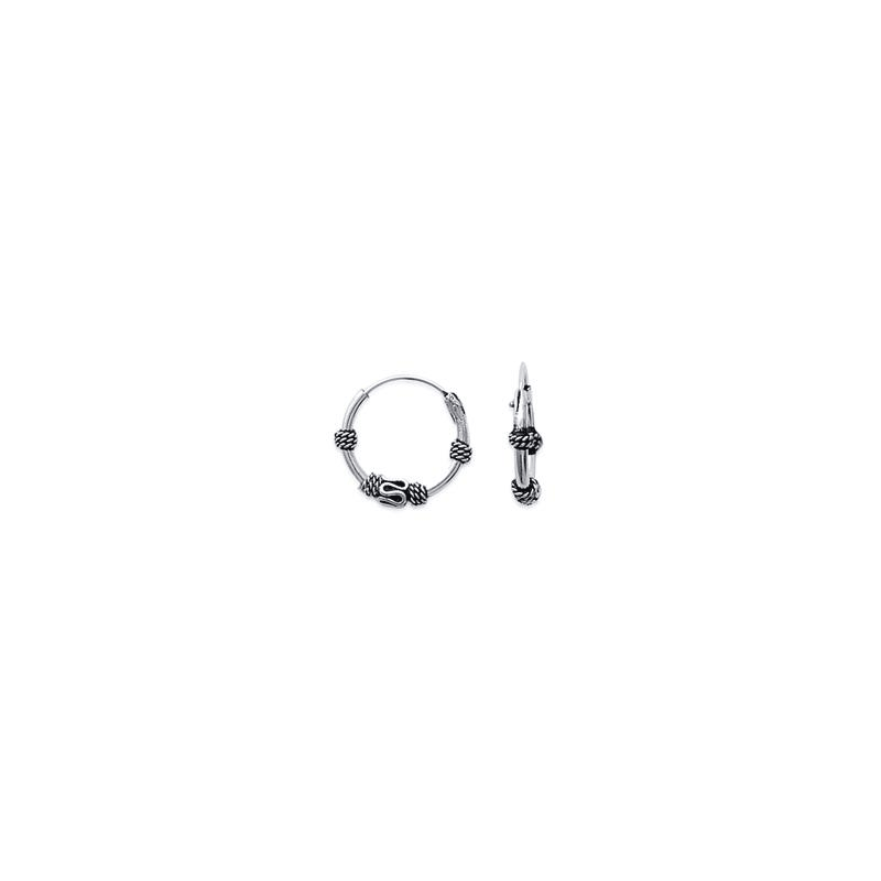 Créoles tribal ou Bali argent 4 cordages - 14 mm 