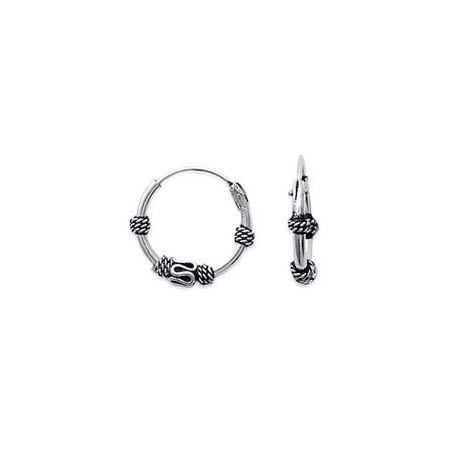 Créoles tribal ou Bali argent 4 cordages - 14 mm 
