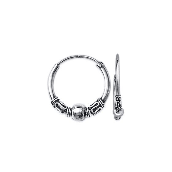 Créoles tribal argent boule - 20 mm  - Bijouterie La Petite Française