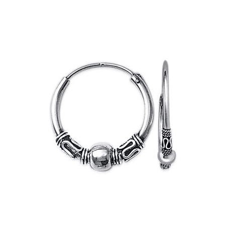 Créoles tribal argent boule - 20 mm  - Bijouterie La Petite Française
