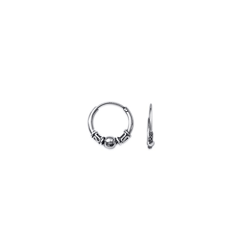 Créoles tribal argent boule - 14 mm  - Bijouterie La Petite Française