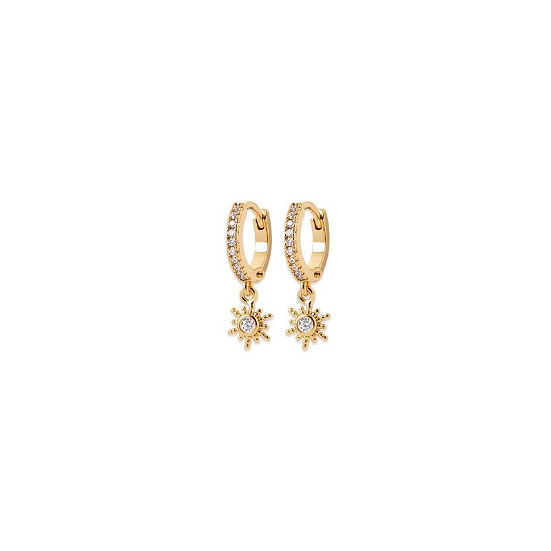 Mini-créoles pampilles soleil en plaqué or et zirconium - Bijouterie La Petite Française Mini-créoles pampilles soleil en plaqué or et zirconium - Bijouterie La Petite Française