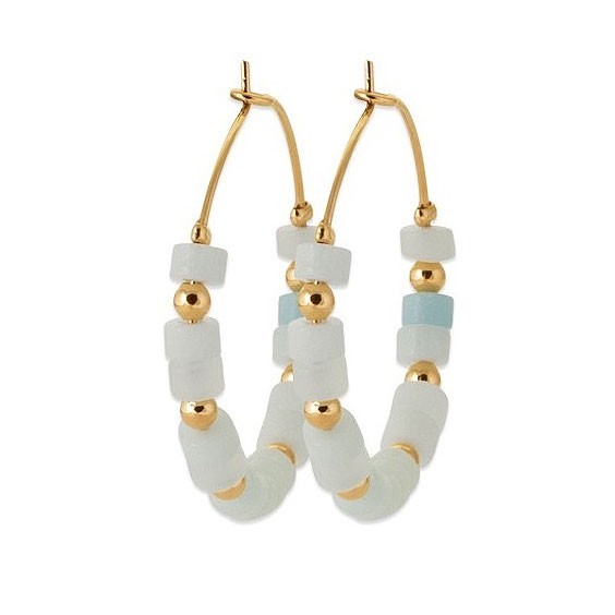 Créoles Calixta Amazonite plaqué or - 30 mm  - Bijouterie La Petite Française