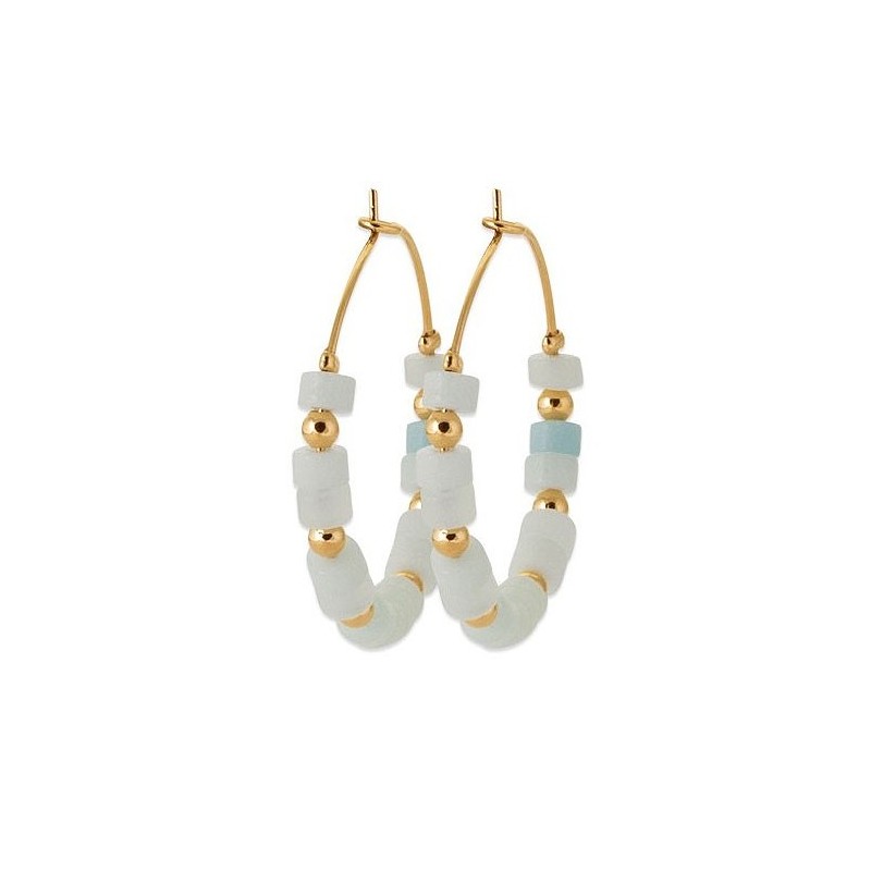 Créoles Calixta Amazonite plaqué or - 30 mm - Bijouterie La Petite Française Créoles Calixta Amazonite plaqué or - 30 mm - Bijouterie La Petite Française