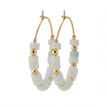 Créoles Calixta Amazonite plaqué or - 30 mm  - Bijouterie La Petite Française