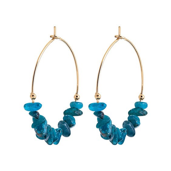 Créoles Pétilla Apatite plaqué or - 30 mm  - Bijouterie La Petite Française