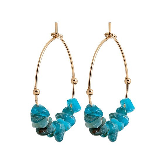 Créoles Pétilla Apatite plaqué or - 25 mm  - Bijouterie La Petite Française