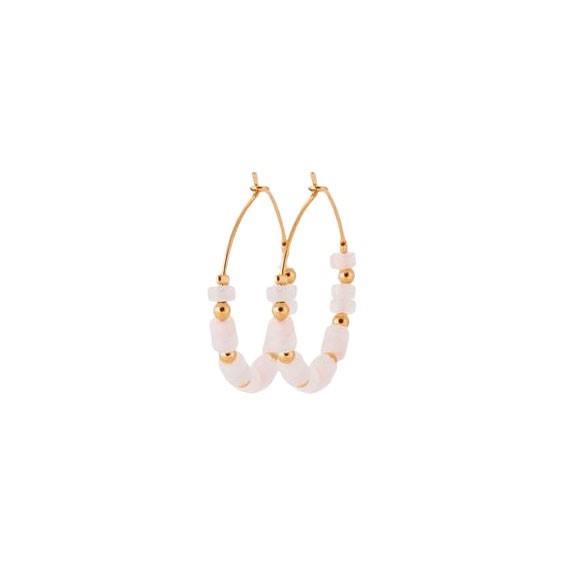 Créoles Calixta Quartz rose plaqué or - 30 mm  - Bijouterie La Petite Française