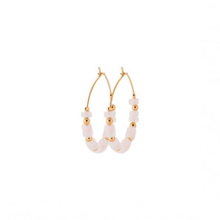 Créoles Calixta Quartz rose plaqué or - 30 mm  - Bijouterie La Petite Française