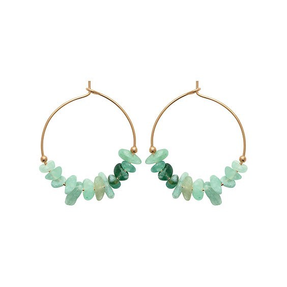 Créoles Pétilla Quartzite vert plaqué or - 25 mm  - Bijouterie La Petite Française