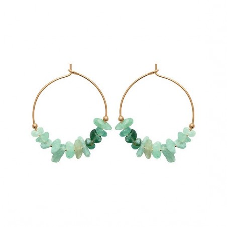 Créoles Pétilla Quartzite vert plaqué or - 25 mm  - Bijouterie La Petite Française
