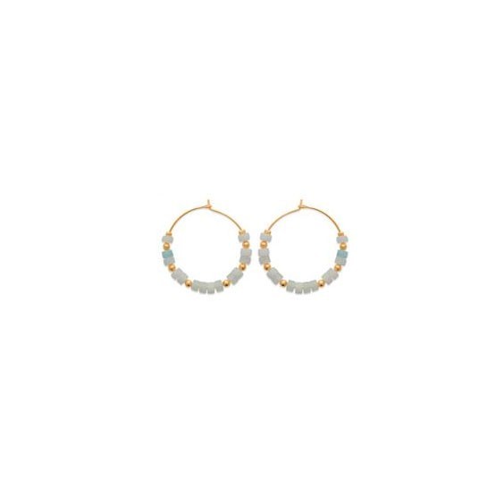 Créoles Calixta Amazonite plaqué or - 30 mm  - Bijouterie La Petite Française