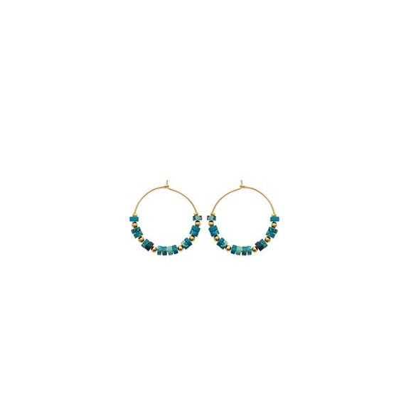 Créoles Calixta Jaspe bleu foncé plaqué or - 30 mm  - Bijouterie La Petite Française