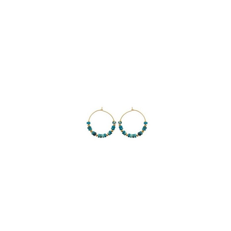 Créoles Calixta Jaspe bleu foncé plaqué or - 30 mm - Bijouterie La Petite Française Créoles Calixta Jaspe bleu foncé plaqué or - 30 mm - Bijouterie La Petite Française