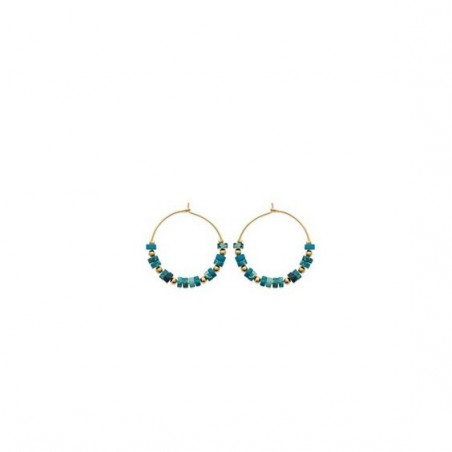 Créoles Calixta Jaspe bleu foncé plaqué or - 30 mm  - Bijouterie La Petite Française