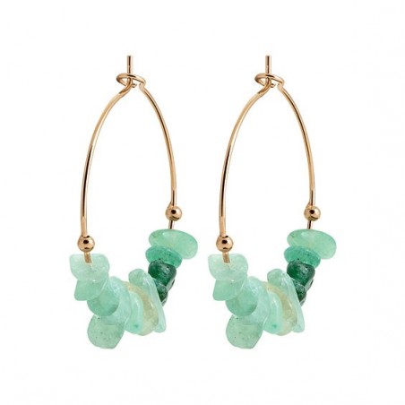 Créoles Pétilla Quartzite vert plaqué or - 25 mm  - Bijouterie La Petite Française