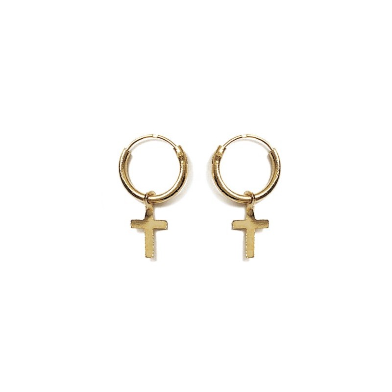 Mini-créoles croix en plaqué or - 10 mm - Bijouterie La Petite Française Mini-créoles croix en plaqué or - 10 mm - Bijouterie La Petite Française