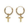 Mini-créoles croix en plaqué or - 10 mm  - Bijouterie La Petite Française