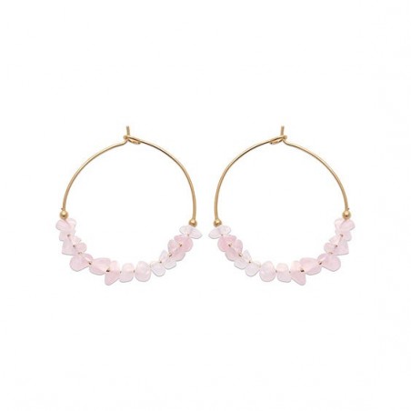 Créoles Pétilla Quartz rose plaqué or - 30 mm  - Bijouterie La Petite Française