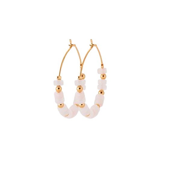 Créoles Calixta Quartz rose plaqué or - 30 mm  - Bijouterie La Petite Française