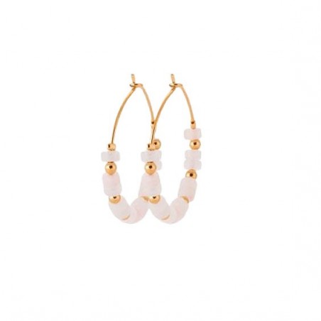 Créoles Calixta Quartz rose plaqué or - 30 mm  - Bijouterie La Petite Française