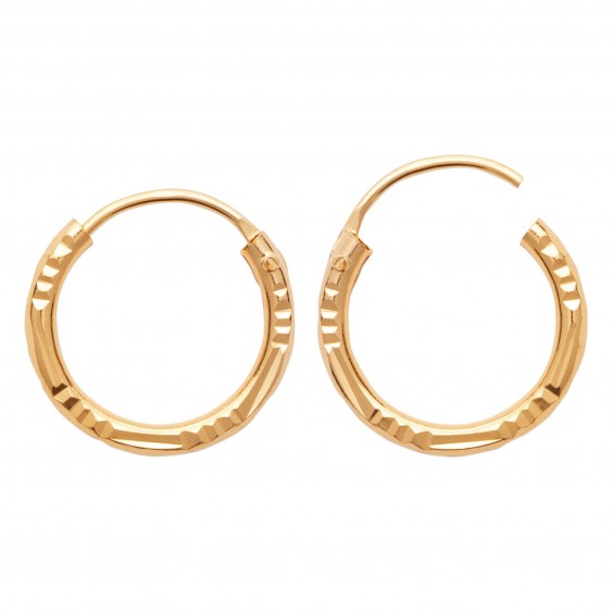 Créoles sculptées plaqué or - 14 mm  - Bijouterie La Petite Française