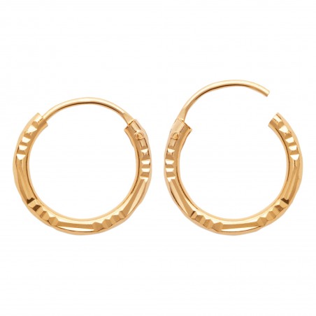 Créoles sculptées plaqué or - 14 mm  - Bijouterie La Petite Française