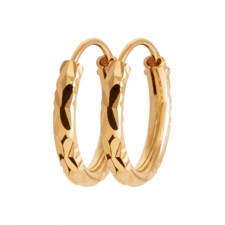 Créoles sculptées plaqué or - 14 mm  - Bijouterie La Petite Française