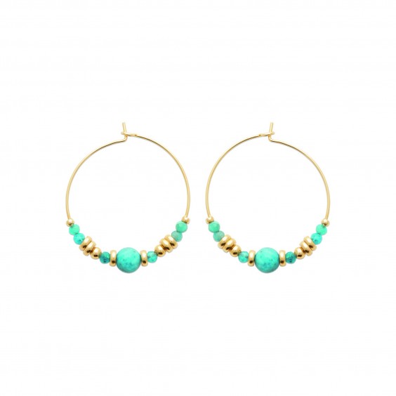 Créoles Eléna Apatite plaqué or - 30 mm  - Bijouterie La Petite Française