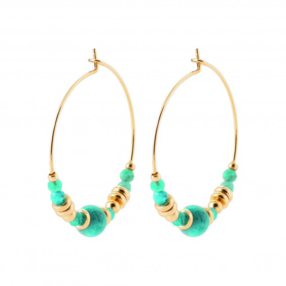Créoles Eléna Apatite plaqué or - 30 mm  - Bijouterie La Petite Française