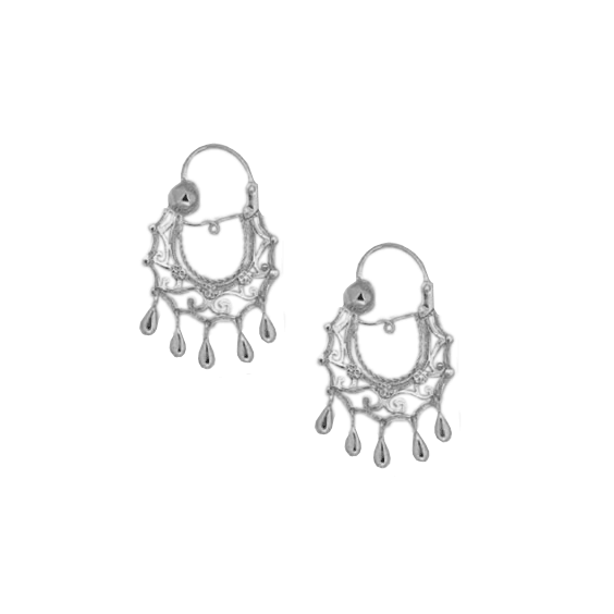 Créoles Savoyardes pampilles Or 14 carats gris - 28 MM  - Bijouterie La Petite Française